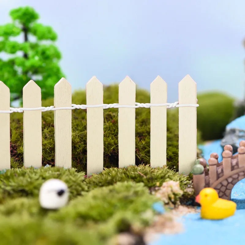 thumbnail image 1 of Mini Wooden Picket Fence For Garden Bonsai DIY Fairy Tale Decoration 1pc, 1 of 4