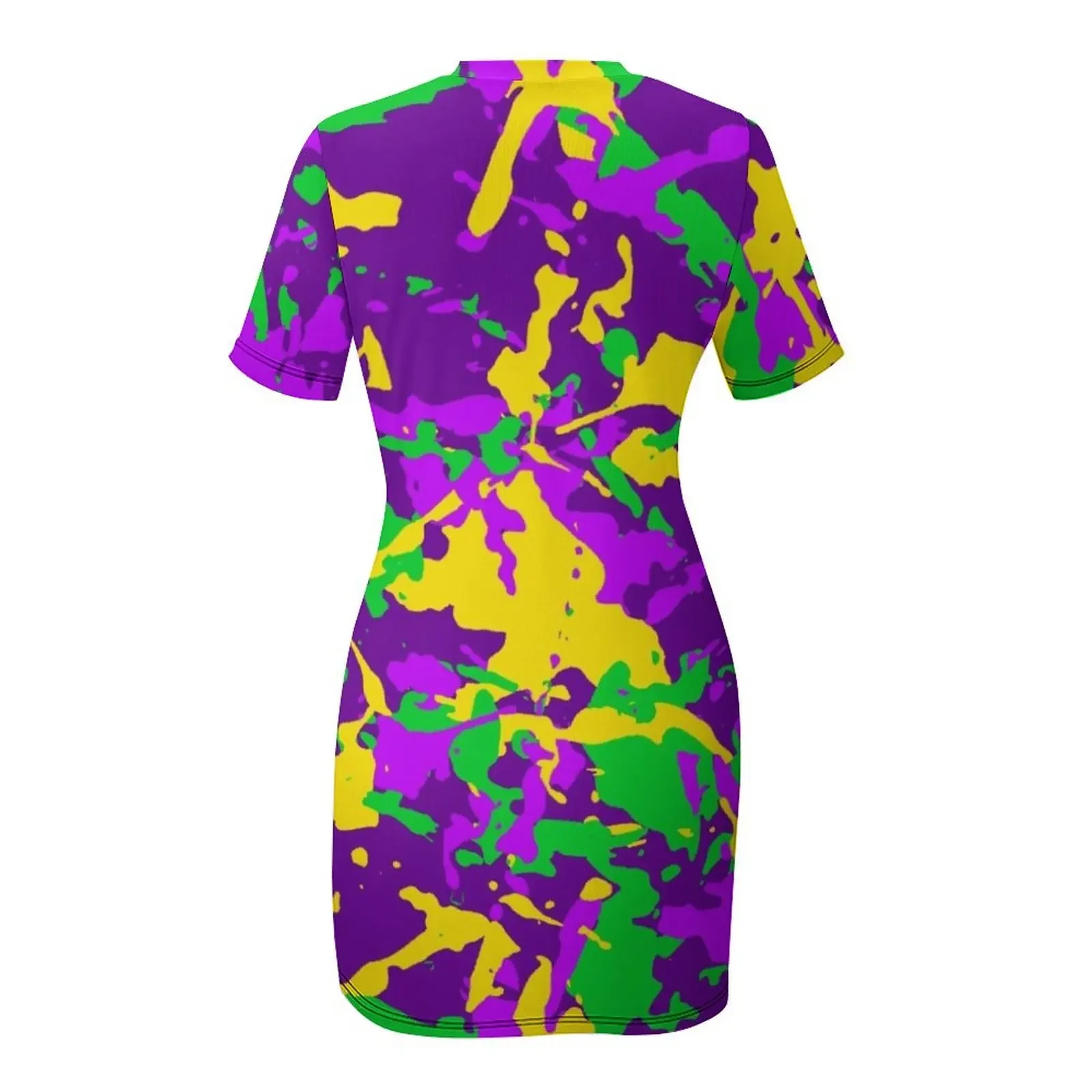 Mardi Gras Cajun Camo Vestido de manga curta vestidos de baile vestido de noite feminino vestido sexy