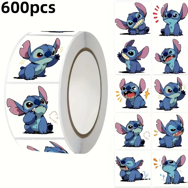 

600pcs/Roll Disney Lilo and Stitch Cartoon Sealing Sticker DIY PVC Laptop Decals Decoration Stiker Reward Gift Toys