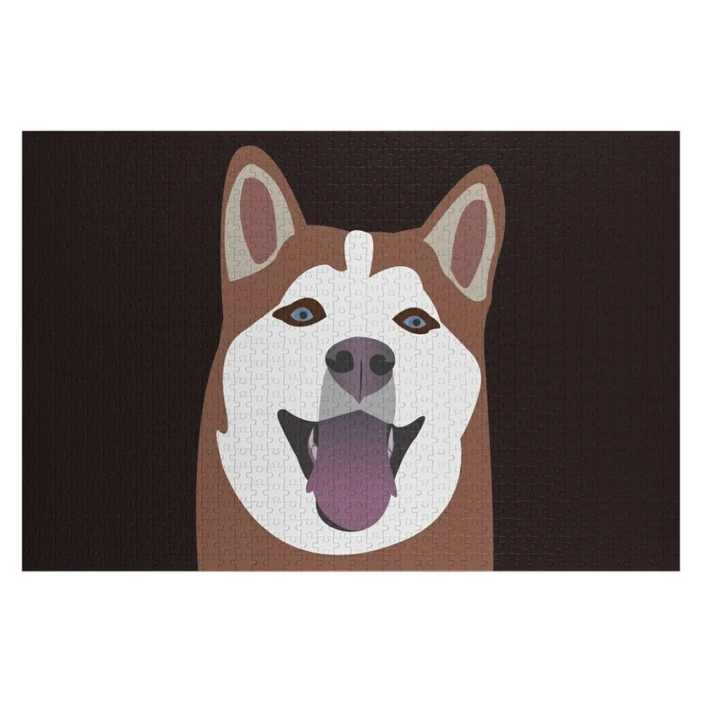 Feliz Marrón Siberiano Husky Perro Rompecabezas Regalo Personalizado Piezas de Rompecabezas Adultos Animal Rompecabezas