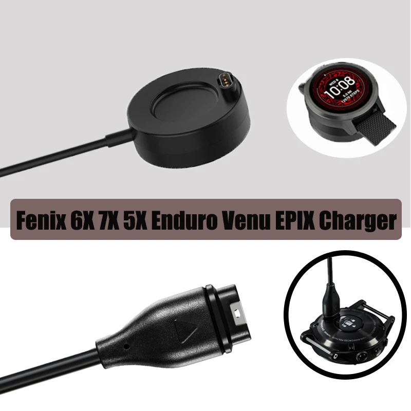 USB Charger for Garmin Fenix 6X Pro 7X EPIX GEN 2 Enduro Instinct 2 2X Crossover Tactix 7 pro Fast Charging Cable Adapter Dock