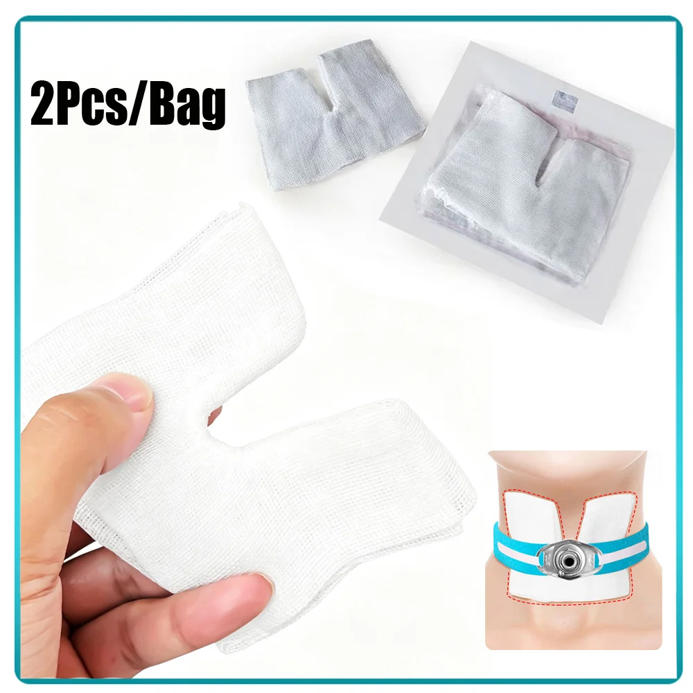 10-100Bags(2Pcs/Bag) Tracheal Cannula Medical Tracheostomy Gauze Drain Swabs Cushion Accessories