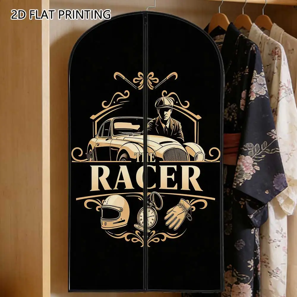 1pc Vintage Racer Car Compressed Dust Cover Clothes Compression Hanging Storage Bag Household Wardrobe Organizer