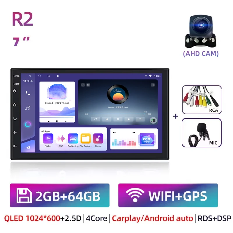 Ruancheng 8G 128G 2 Din Android 14 Autoradio GPS AI Carplay Auto Stereo Universele 7 "voor Volkswagen Nissan Hyundai Kia Toyota