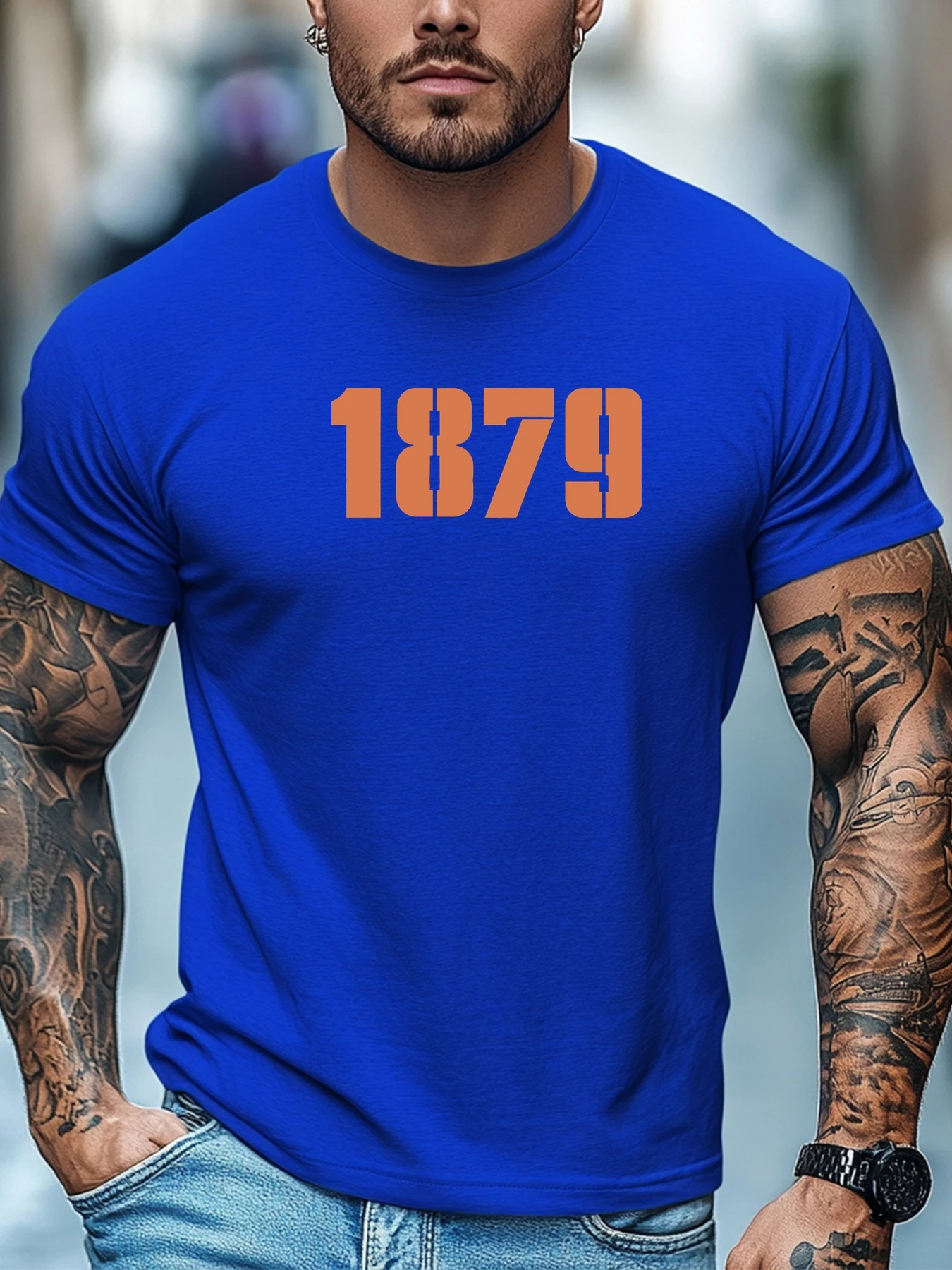 تي شيرت رجالي 1879 رسومات رقمية صيف لينة مريحة تناسب تي شيرت ملابس يومية قمم