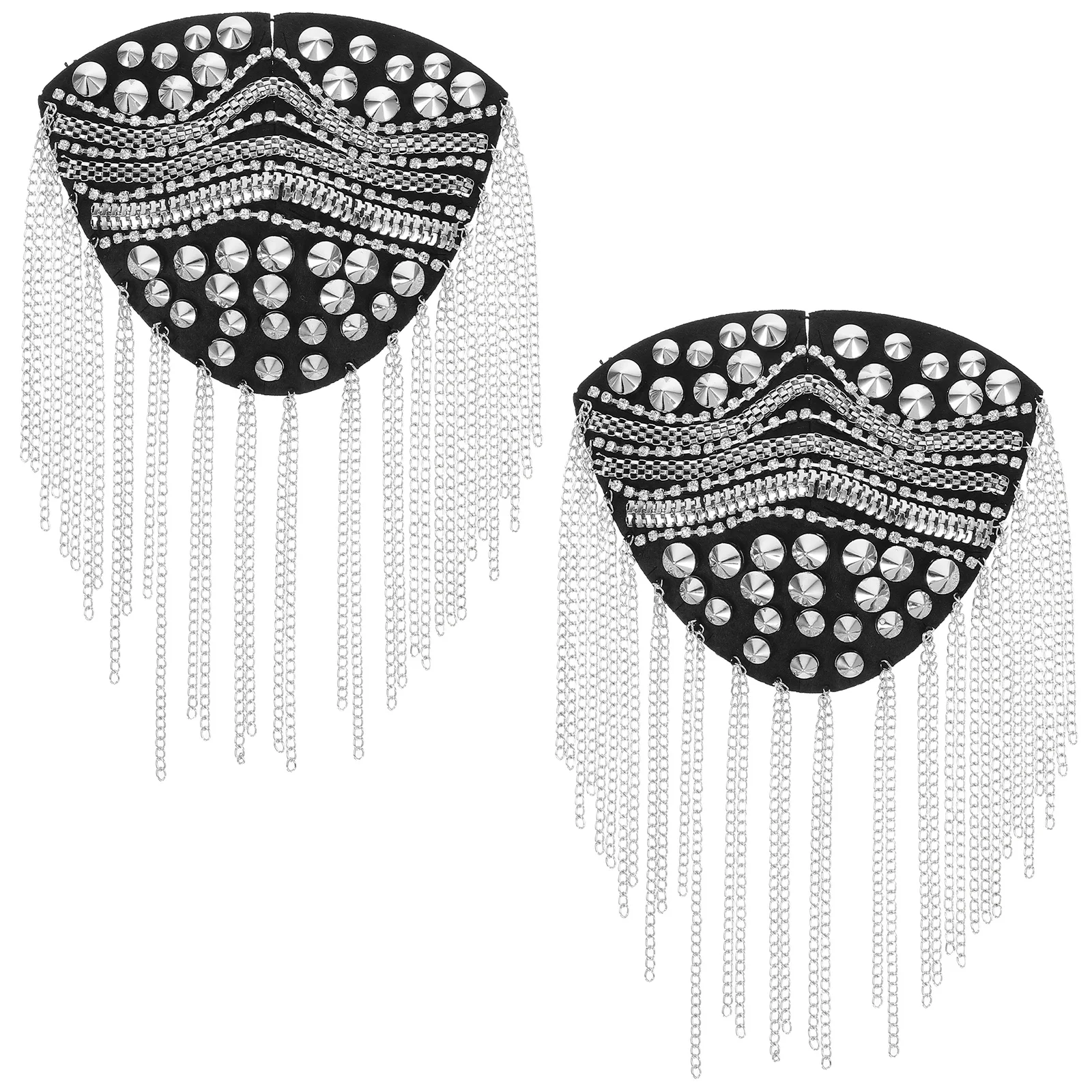 1 Pair Tassel Rivet Shoulder Board Silver Retro Prince Style Decor Man Costume Cool Accessory Craft Sewing Supply