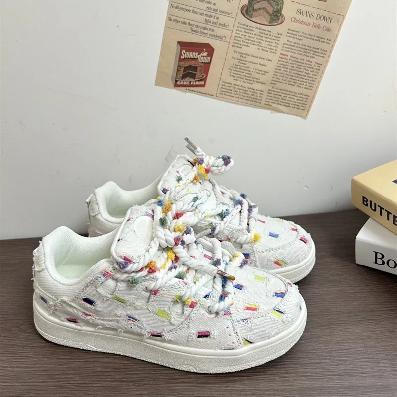 

1 пара женских кроссовок на платформе с шнуровкой, нескользящие, дышащие, удобные, вулканизированные, повседневные, весна-осень, новинка