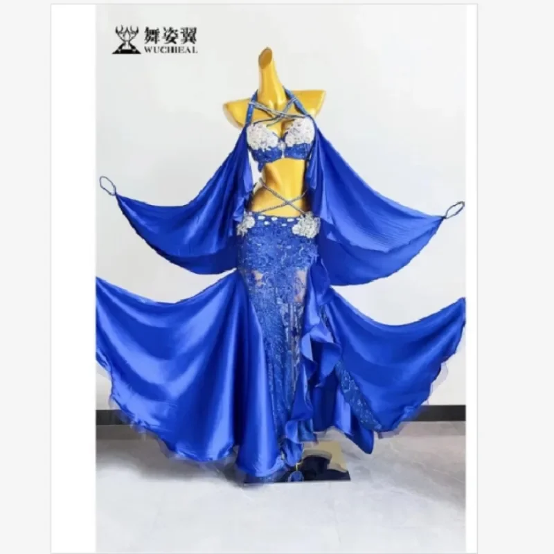 Belly dance performance costume for women 2024 new style navy blue diamond set Eastern dance set qc3131-1