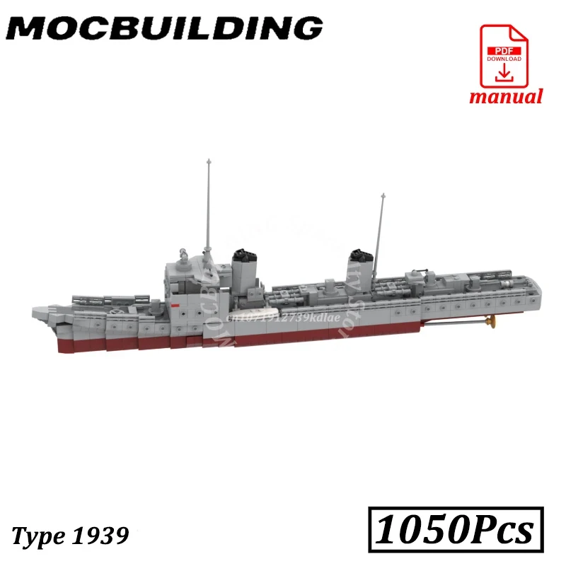

Конструктор Elbing-class: Модель военного корабля времен Второй мировой войны, тип 1939, строительные блоки MOC, игрушка-конструктор, подарок