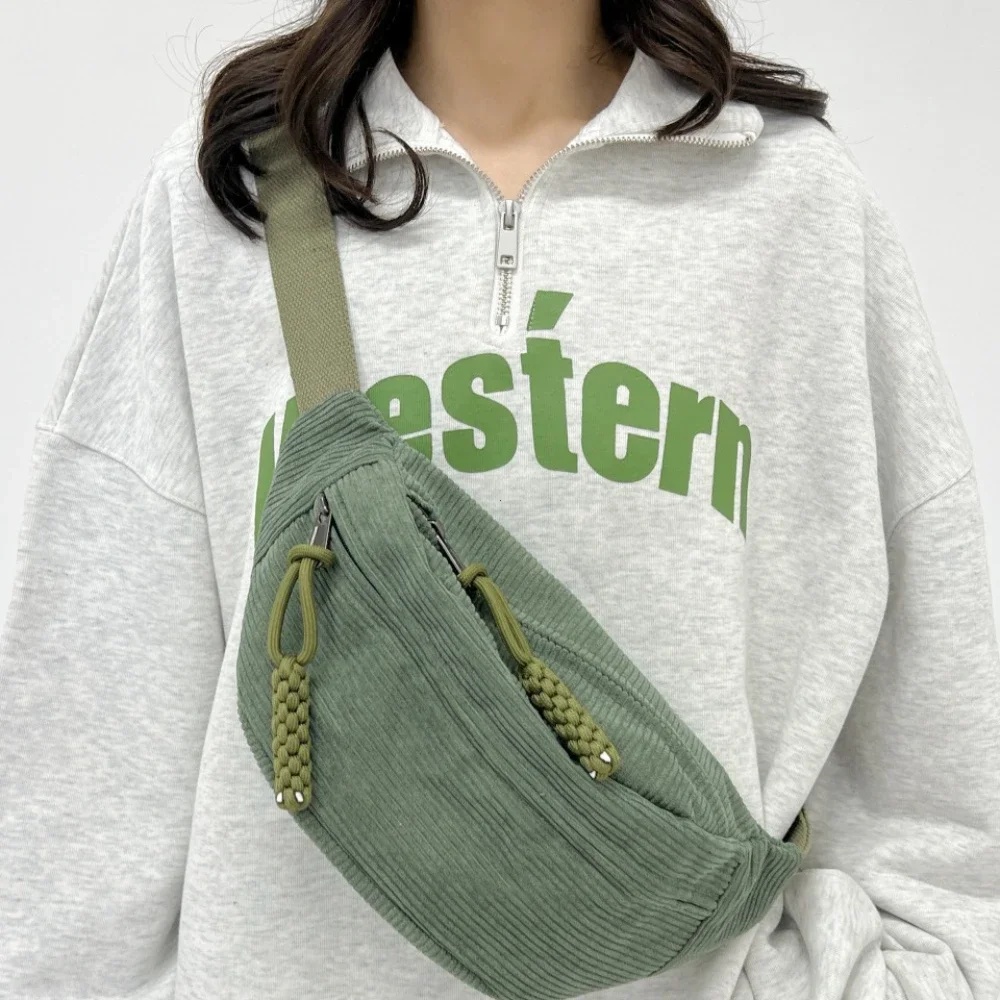 

Women Waist Pack Large Capacity Corduroy Fanny Pack Street Style Chest Bag Fashion Shoulder Crossbody Bags Casual Waist Belt Bag
