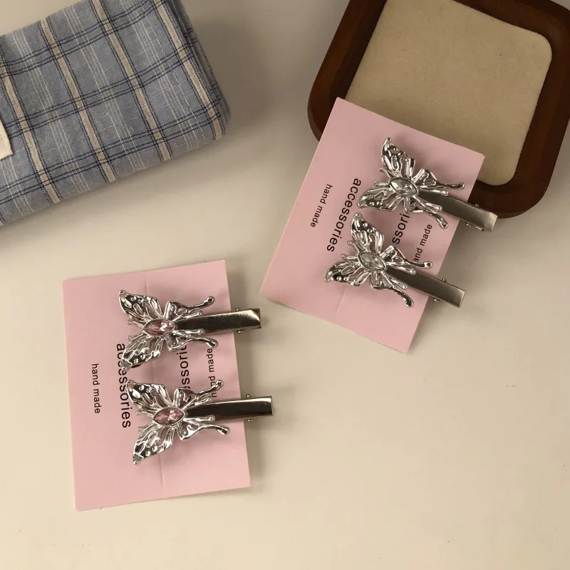 Small Exquisite Butterfly Rhinestone Duckbill Clip Temperament Versatile Broken Hair Clip Forehead Bangs Side Clip Accessories