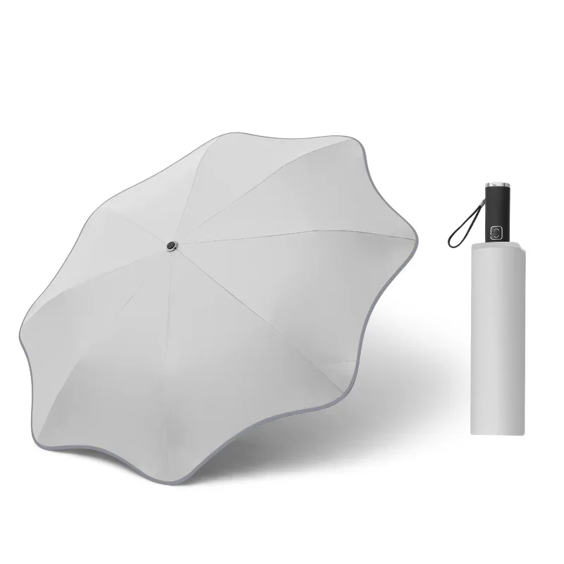 Creative Automatic Sun Protection Umbrella Women Strong Windproof Fold Business Luxury Compact Anti UV Men Parasol White Gift