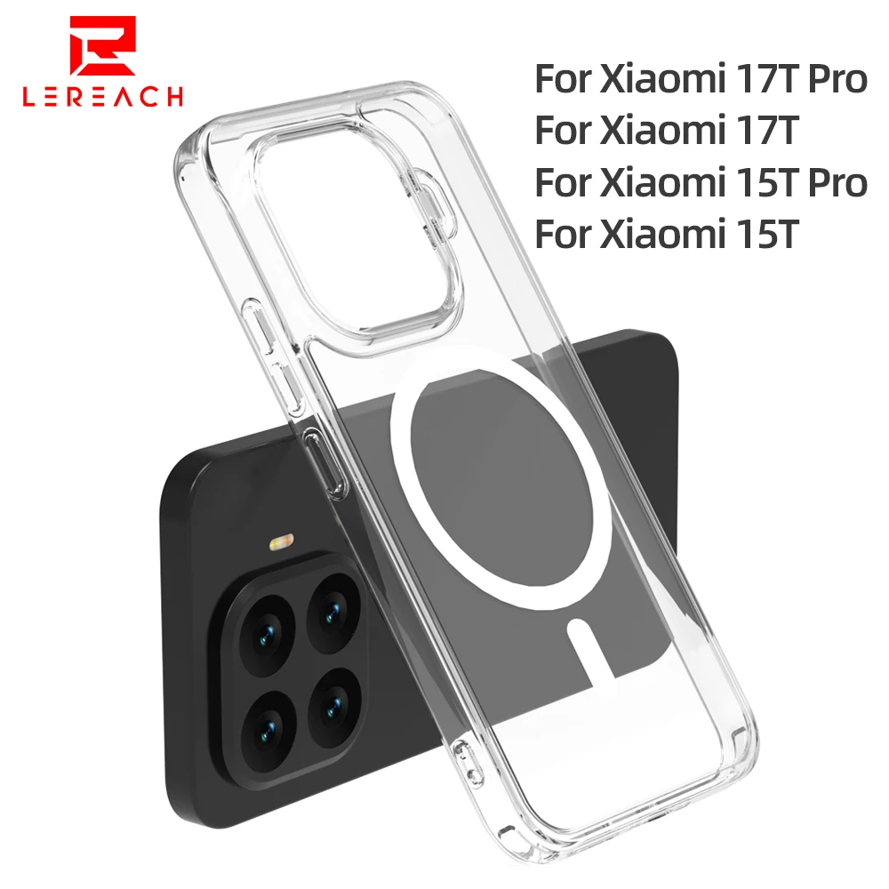 LeReach TOC Series Magnetic Case for Xiaomi 15T 17T Pro 17T Transparent Wireless Charging for Magsafe Shockproof Acrylic Cover
