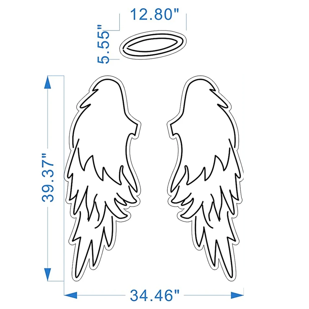 Angel Wings And Halo Neon Sign Custom, Angel Wings Neon Sign, Nimbus Neon, Angel Neon Sign, Angel Wings And Nimbus Neon Sign