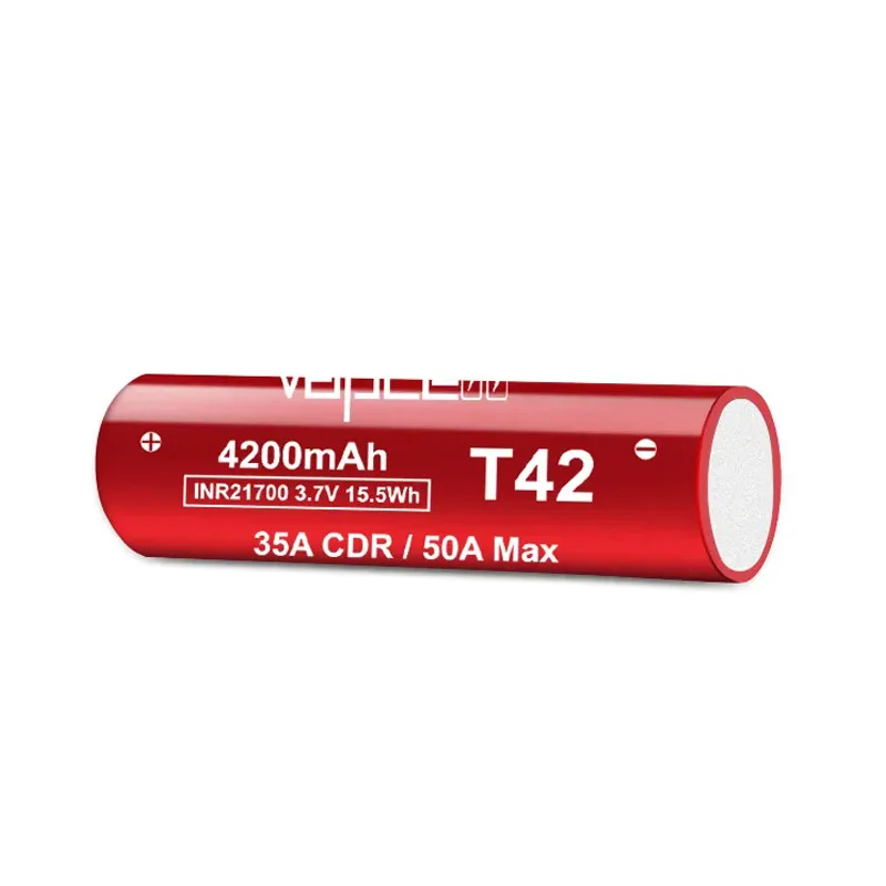 Original Vapcell T42 INR 21700 Battery 4200mAh 3.7V CDR 35A Max 50A High Discharge Current Battery Li-ion Rechargeable Battery