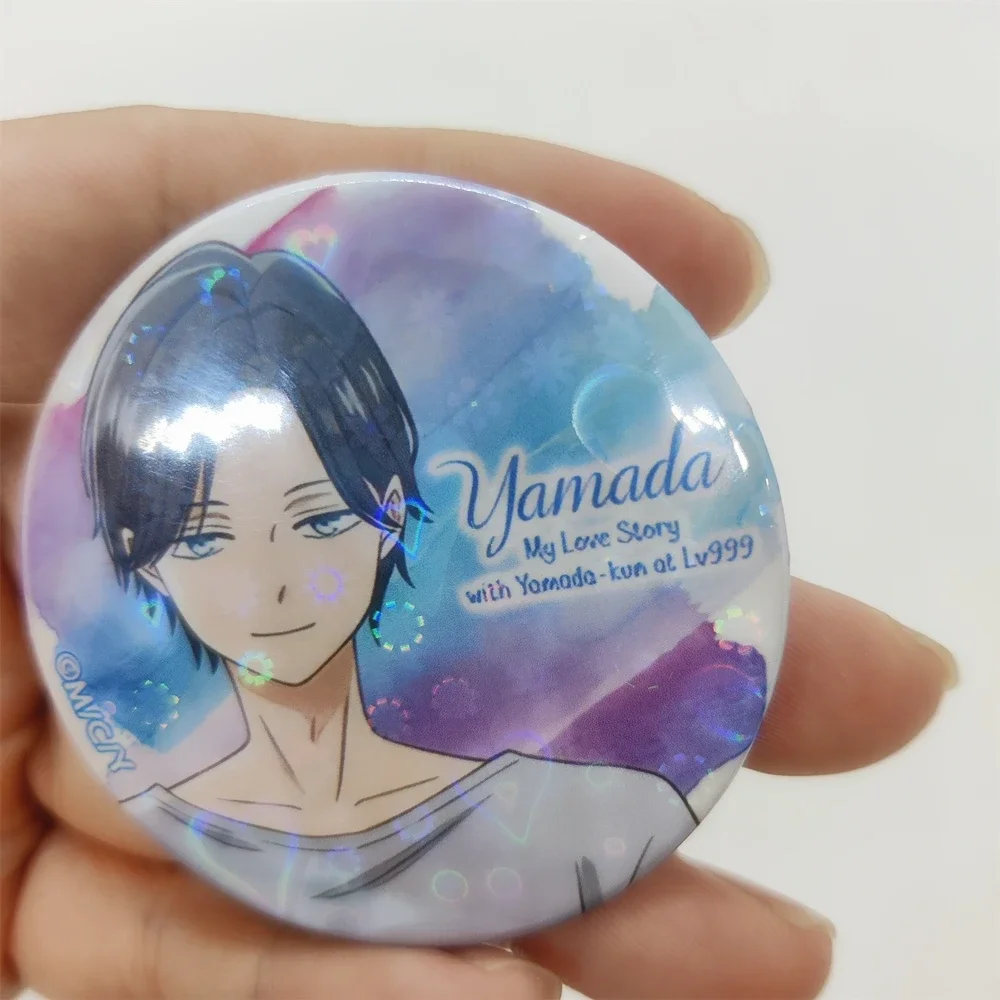 Anime Yamada-kun At Lv999 Fancy Laser 58mm Brooch Figure Backpack Decoration Cosplay Collections