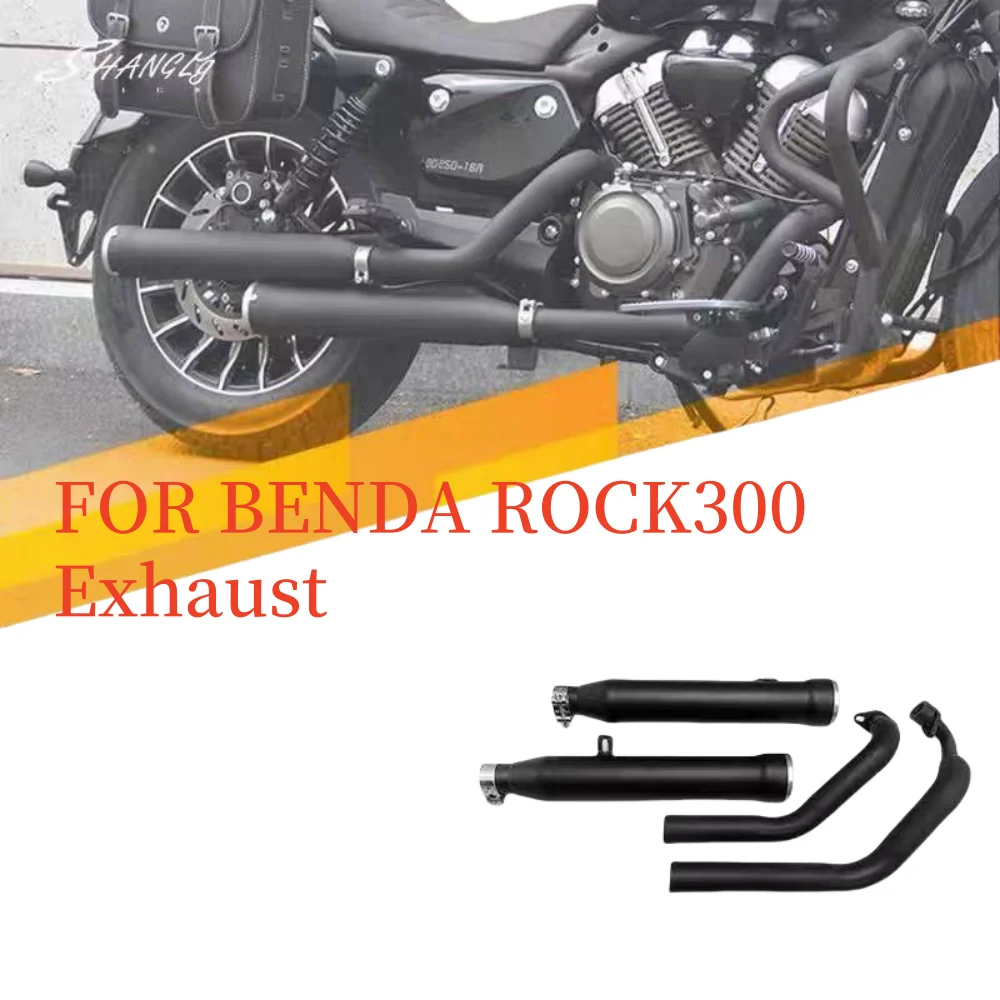 Tuyau Silformerly pour moto rétro, double tube côté droit, matériau en acier inoxydable, Benda Rock 300, Rock300, 300