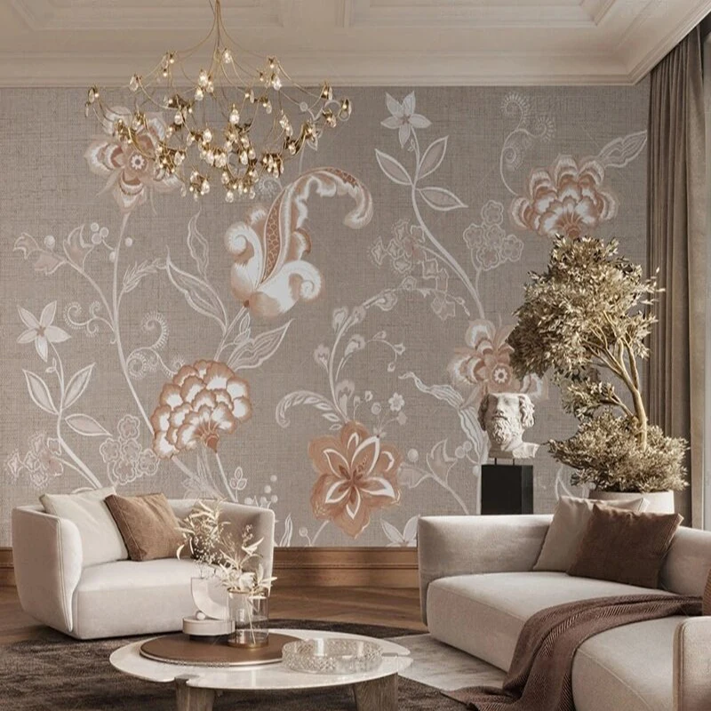

Простое свежее элегантное и древнее с долговечным цветочным рисунком и птичьим узором, роскошное украшение для дома, фоновая стена для спальни