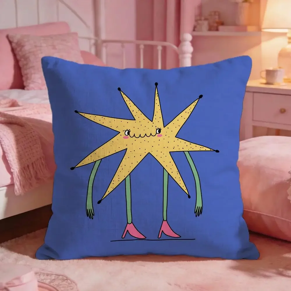 Floral Anthropomorphic Cushion Cover Premium Comfort Reversible Pillow Cove -Two in One Design for Any Room & Car Interior