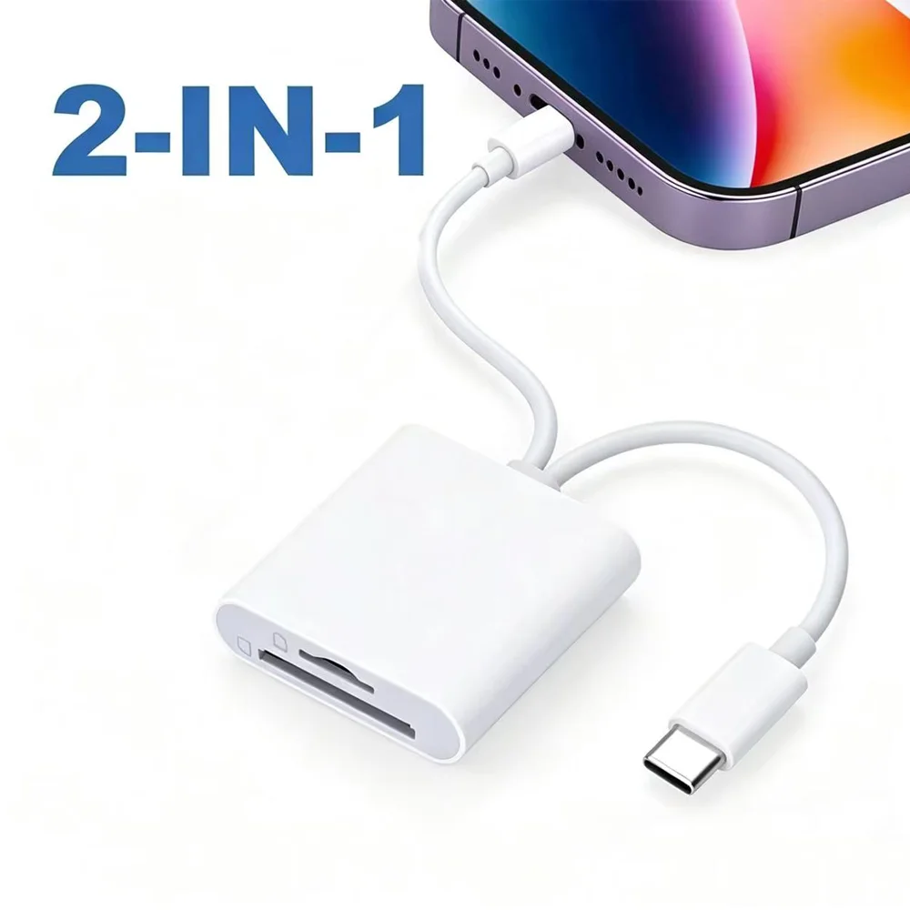 2 In 1 OTG Card Reader Type C Lightning to SD TF Memory Card Adapter For PC Laptop iPhone Multi Smart Cardreader No APP Requires