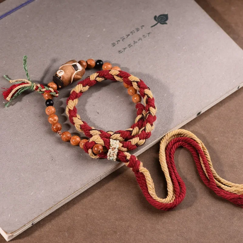 Antler Backpack Bear Double Loop Bracelet With Toothless Vajra Tibetan Handmade Cotton Rope Ethnic Style Buddhist Beads Bracelet