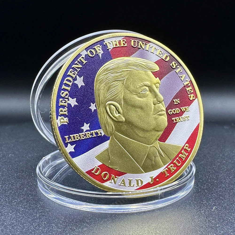 Donald Trump 2024 Gold Coin Collectibles President of The United States Liberty Commemorative Coin in Capsule Festival Gift