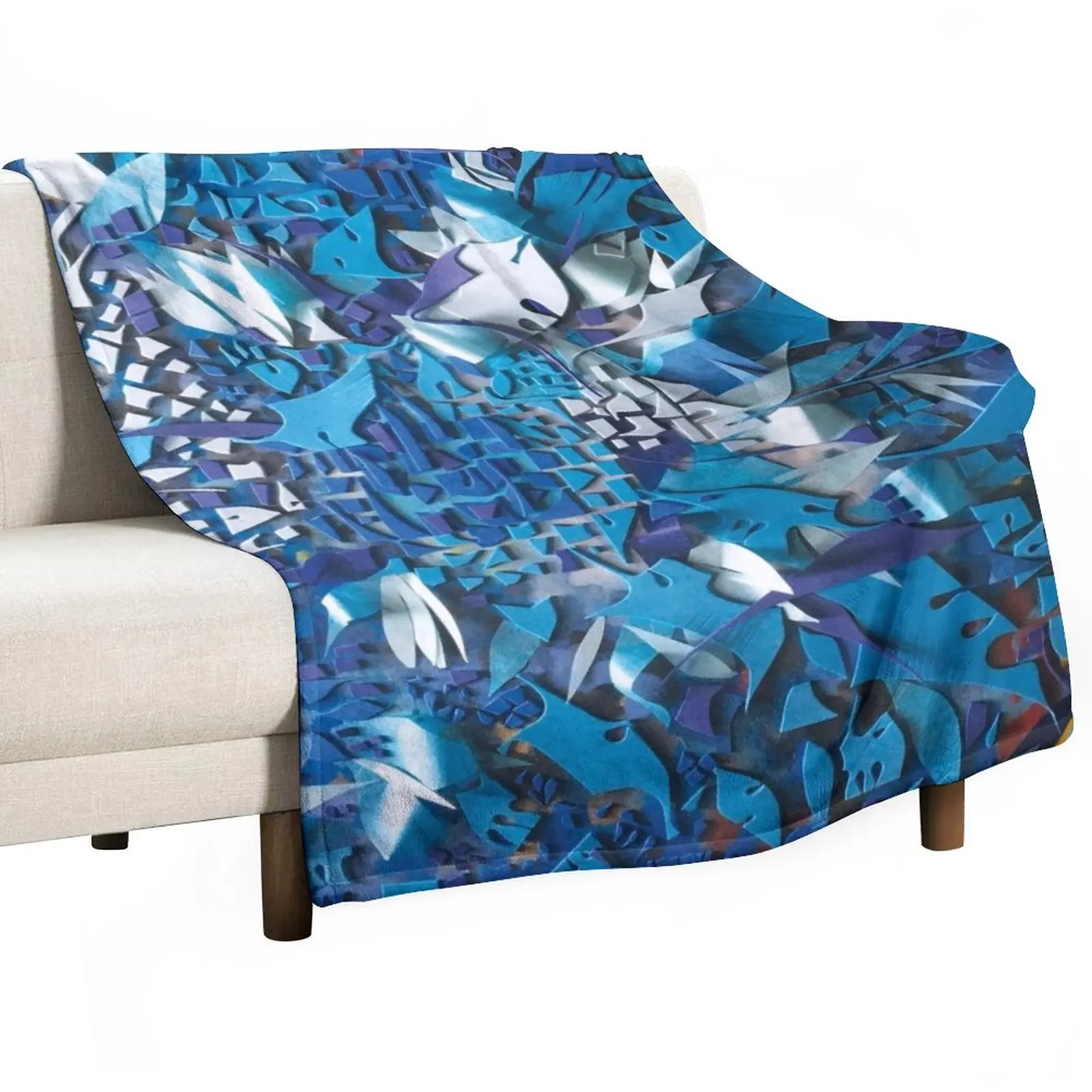 

Frost- Floral Abstract Mosaic Collage Throw Blanket Bed linens Plush Sofa Blankets