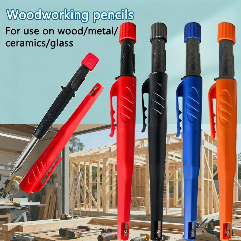 

3 профессиональных механических карандаша для столярных работ + 3 черных стержня для карандашей — идеально подходят для плотников и архитекторов.