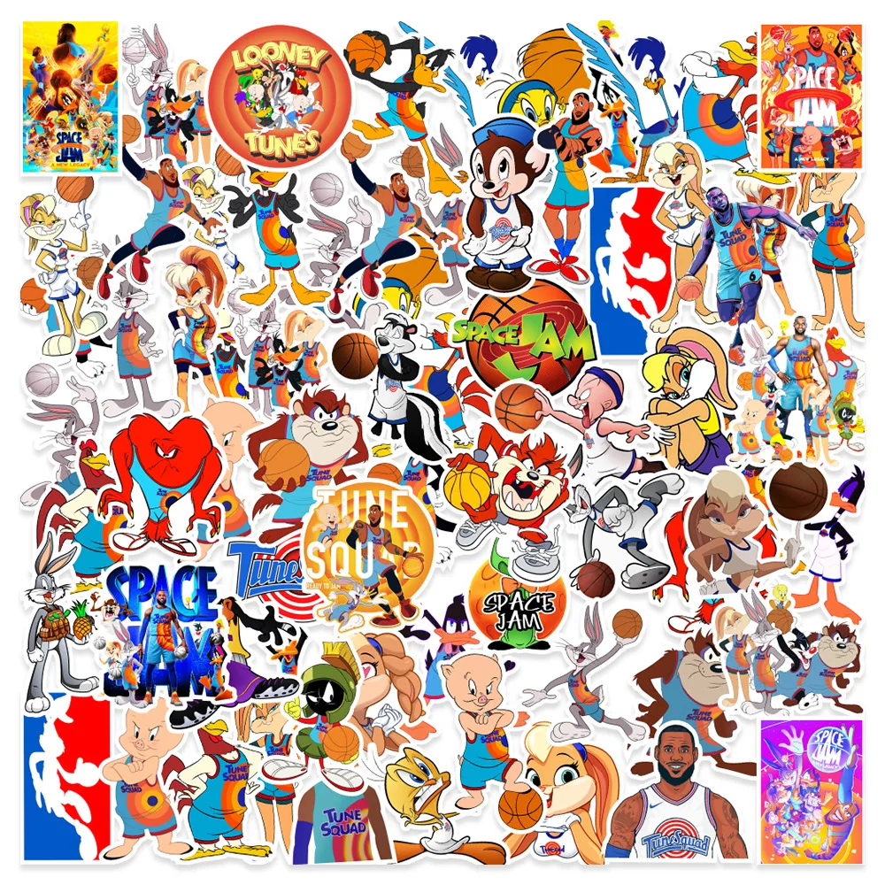 50Pcs Cartoon Movie Space Jam 2 Stickers for Phone Skateboard Luggage Car Helmet DIY Decals Graffiti Sticker Kids Toy Gift
