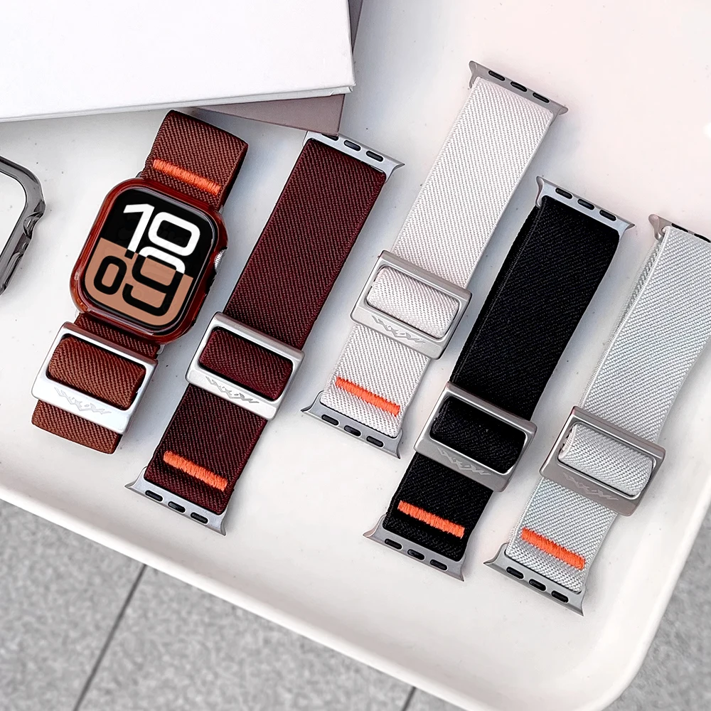 Pulseiras para Apple Watch 10 11, Bandas de 46mm, 45mm, 44mm, Ultra 2, 49mm, 42mm, 40mm, Bracelete Ajustável, Correa iWatch Series 9, 5, 4, 6, 7, 8, SE