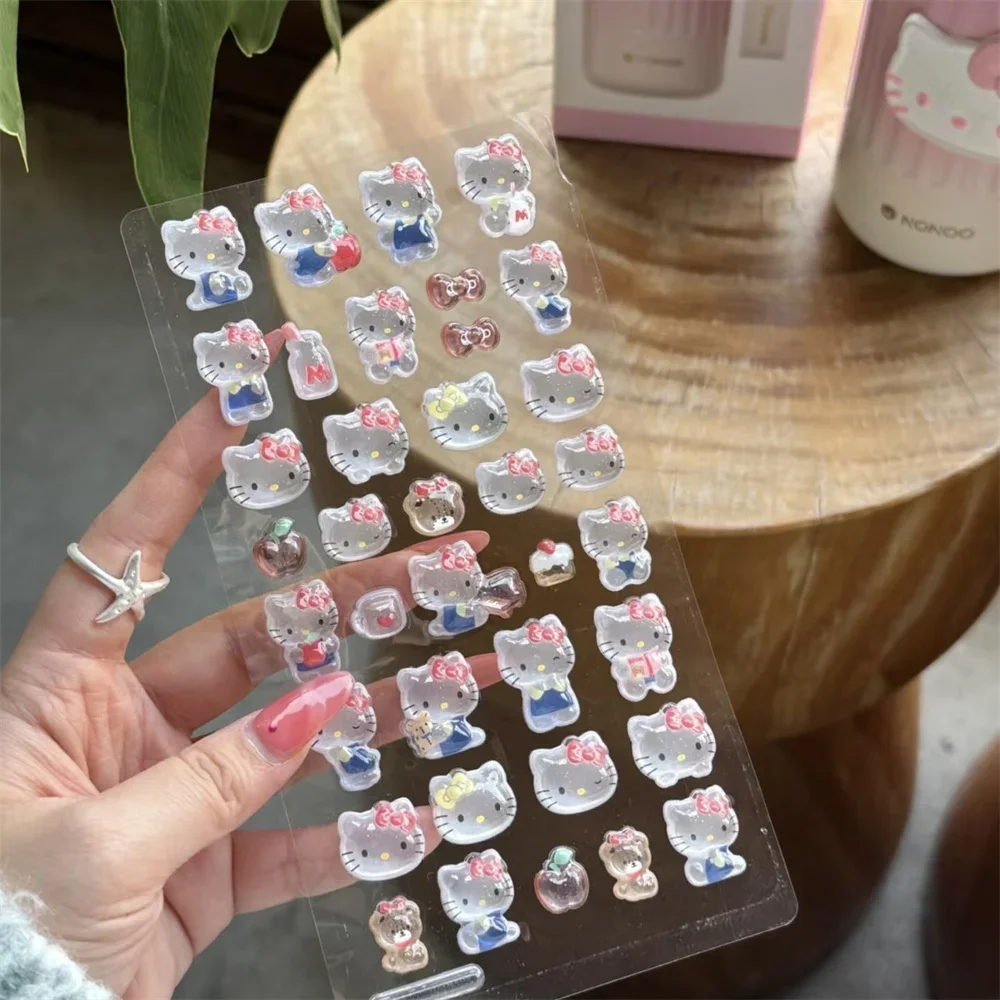 1 unidad de pegatinas de dibujos animados Kawaii HelloKitty Melody Anime lindo Kuromi 3D estereoscópico DIY pegatinas de decoración de teléfono hechas a mano regalo de niña
