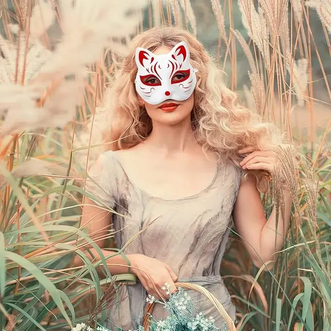 5-50 Stück Katzen- und Fuchsmasken, Halloween-Masken, leere Masken für Erwachsene, Kostümzubehör für Feiern und Rollenspiele. – Detail 5