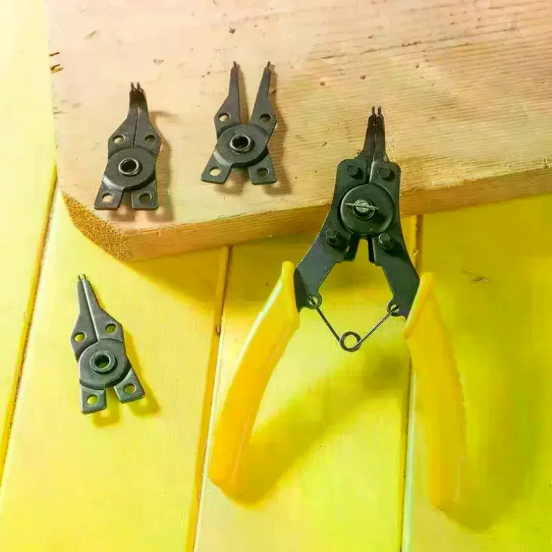 Multifunctional 4 In 1 Snap Ring Plier Combination Spring Four Rings Plier Head Clamp Spring Shaft Dismounting Repairing Tool