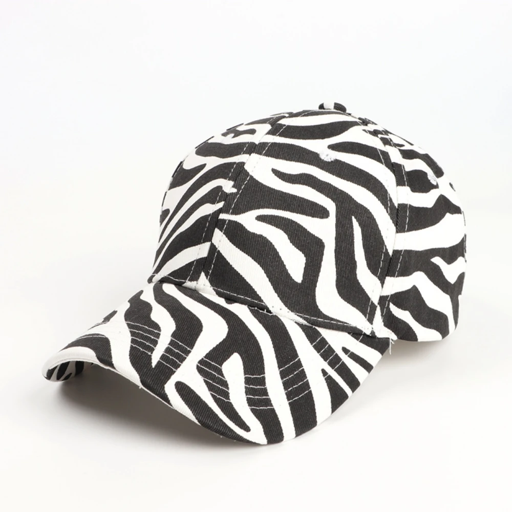 Y2K Millennium-Style Full-Pattern Zebra Print Baseball Cap, Adjustable with 4 Color Options, Suitable for Street Chic Outfits