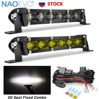 8inch LED Light Bar Floodlight Yellow Beam Ultra Strip LED Bar Work Light  Driving Fog Lamp for 4x4 Offroad Motorcycle SUV Truck