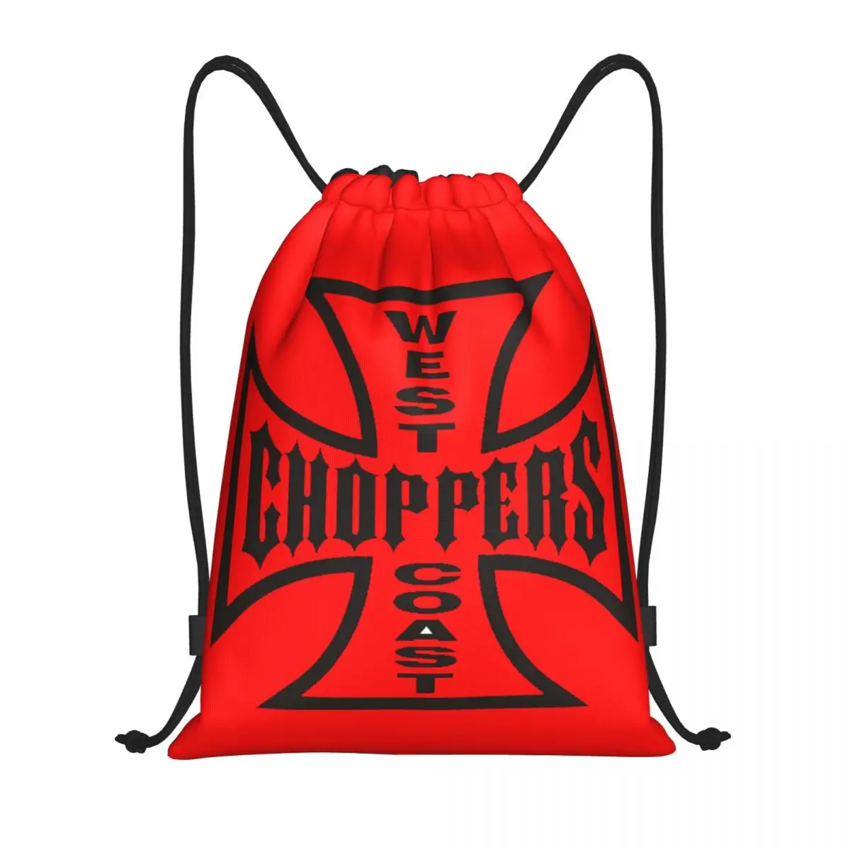 West Coast Iron Chopper Cross Drawstring Backpack Women Men Gym Sport Sackpack Foldable Shopping Bag Sack