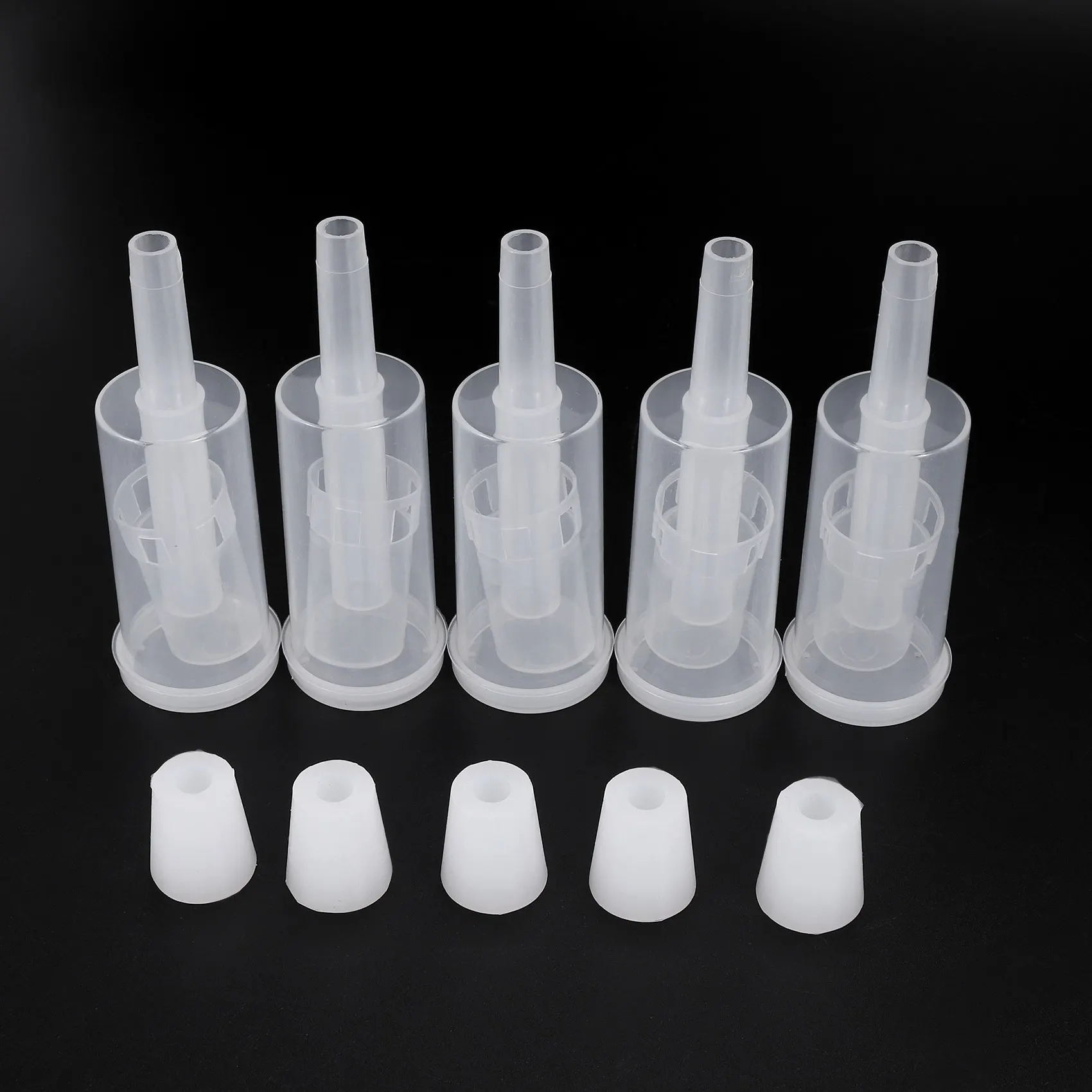 ABGE-5 Pack Exhaust Seal Valve With Rubber Airlock Stopper Twin Airlock For Wine Making, Beer Brewing Glass Carboy Fermenter