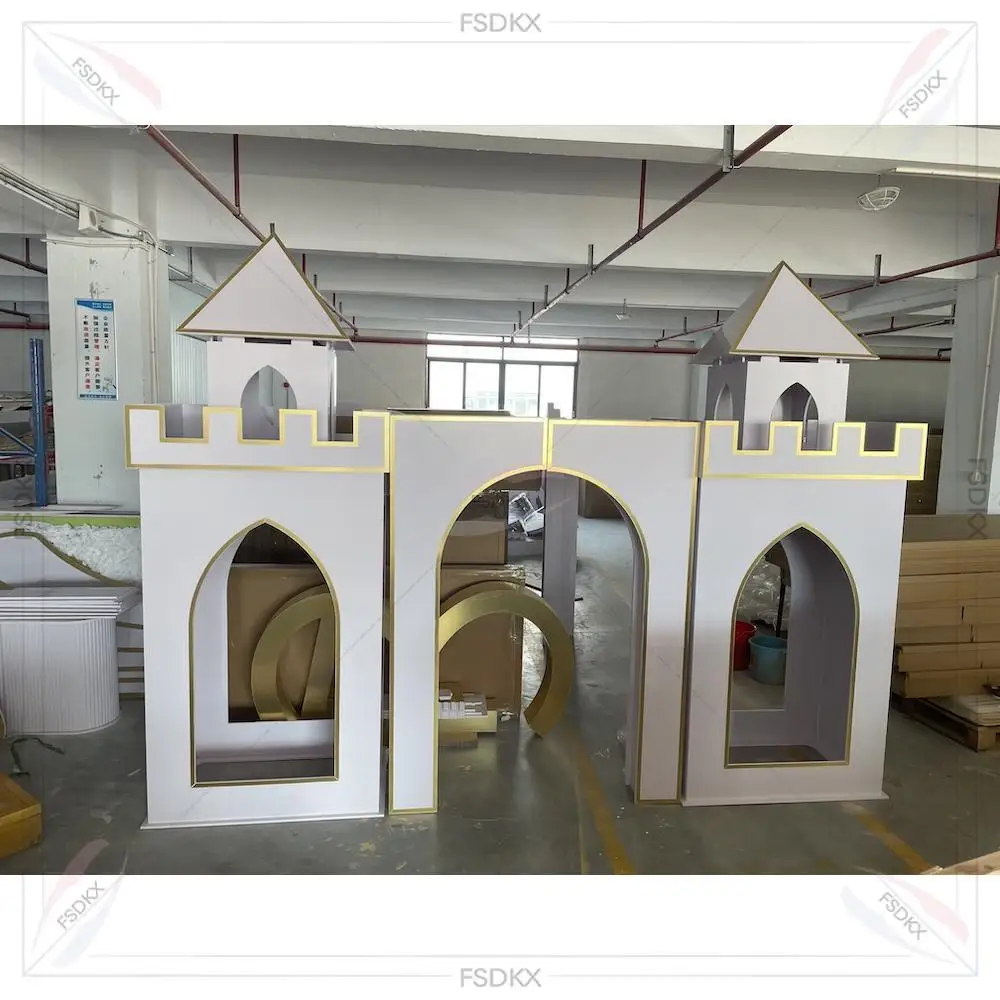 

Wedding Kids Birthday Party Decoration Baby Shower Princess Castle Acrylic Arch Backdrop White Children Castle