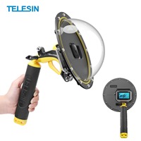 TELESIN Dome Port for DJI Action 5 Pro 4 3 Gopro Hero 13 12 11 10 9 7 6 5 Diving Waterproof Housing with Floating Grip Trigger