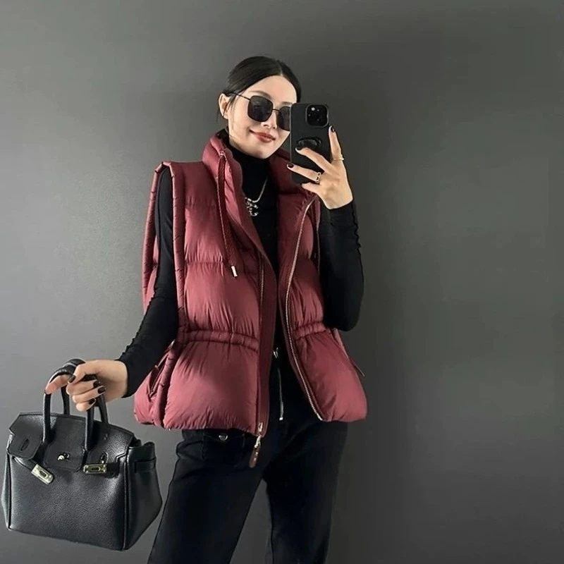 Frauen Herbst Winter Daunenweste Ärmellos Ausgestattet Taille Leichte Gepolsterte Jacken Lässige Ultraleichte Tragbare Weste