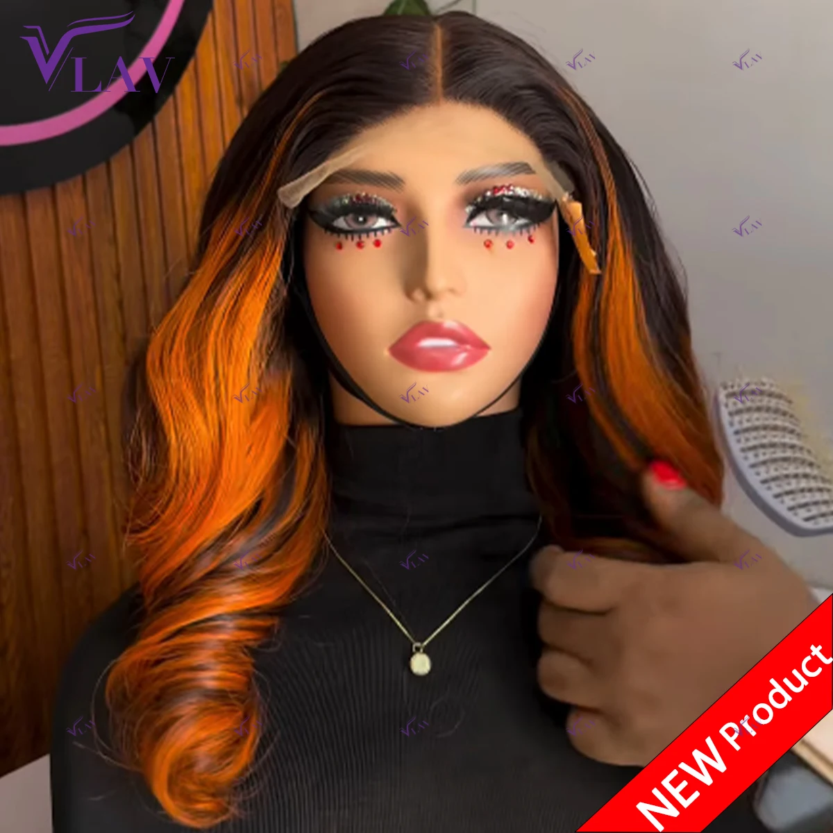 

Glueless Wigs Human Hair 13×6 HD Lace Frontal Wigs 360 HD Transparent Lace PrePlucked For Women Bouncy Curly P1/350 Ginger Color