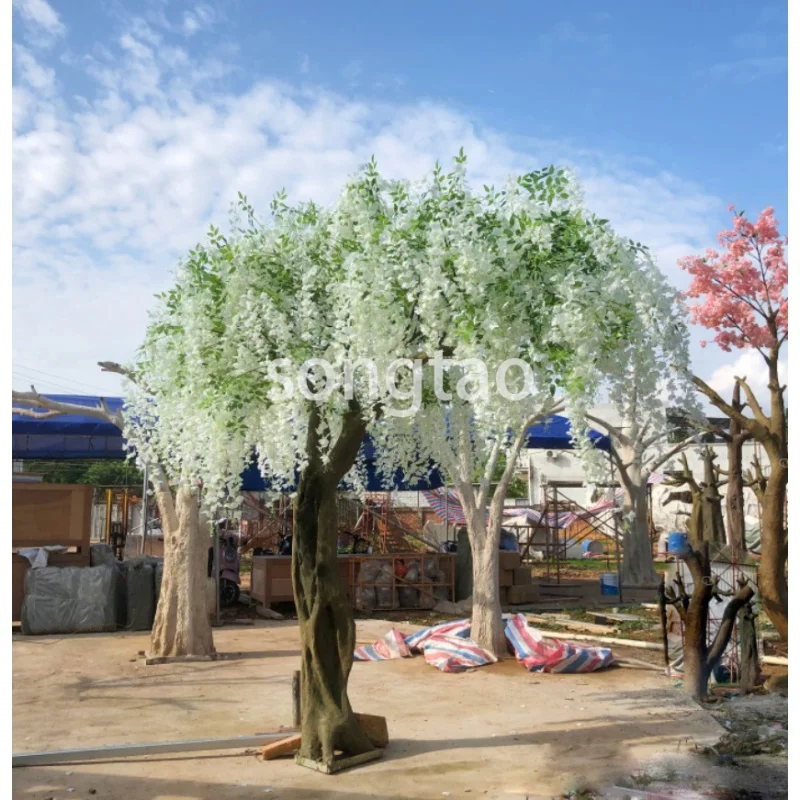 custom.songtao High simulation big artificial Landscaping tree Artificial Wisteria Flower Tree for Garden Hotel Wedding Decorati