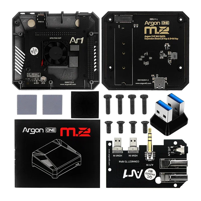 Argon ONE-Boîtier pour Raspberry Pi 4 modèle B M.2 SATA SSD vers USB 3.0, support de carte UASP, ventilateur intégré, boîtier en aluminium pour RPI 4