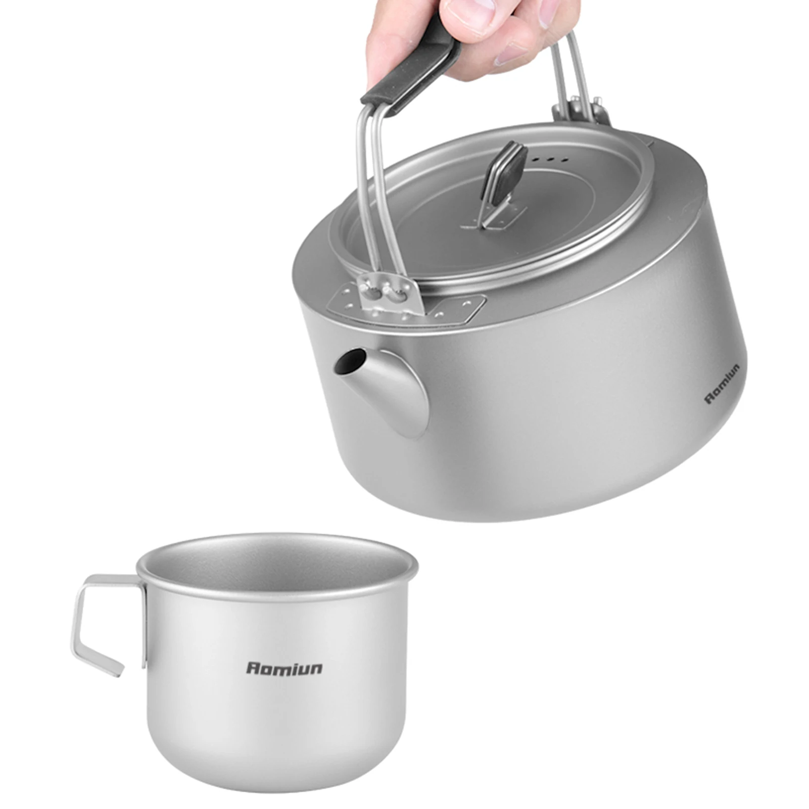 

Outdoor Kettle Set Pure Titanium Tea and Coffee Kettles with Cups Portable Rustproof Camping Travel Gear Camping Kettles
