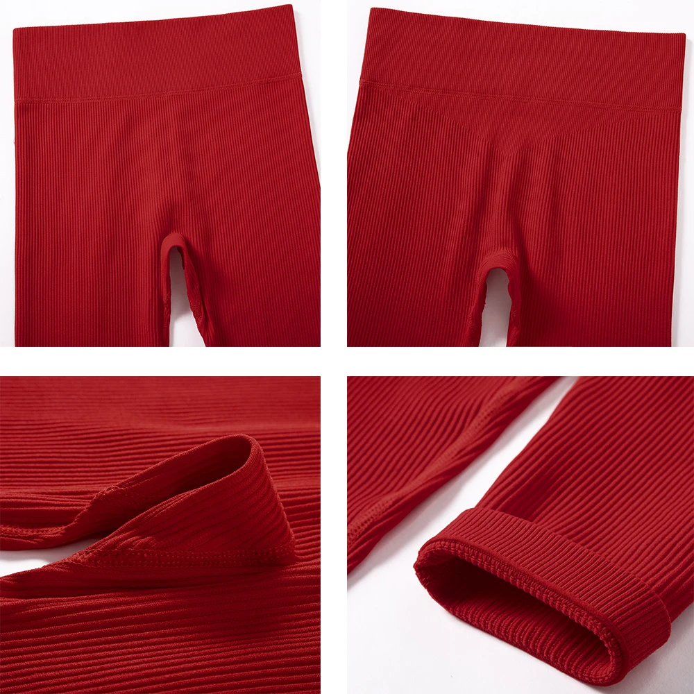 High Waist Yoga Leggings Women Workout Sports Leggings For Fitness Push Up Running Outfits Ribbed Yoga Pants Gym Tights Women