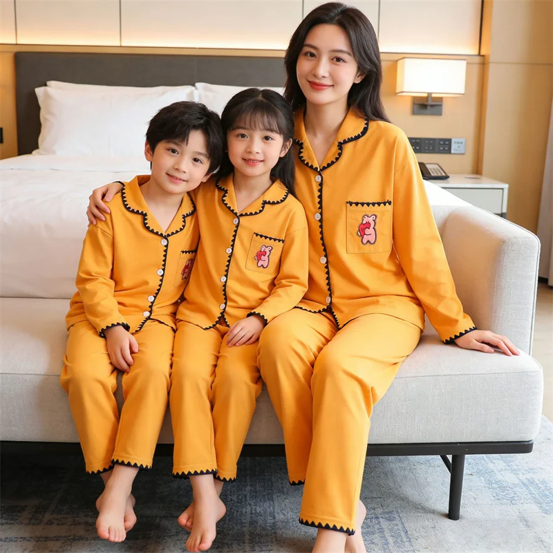 Pajamas Family Matching Suits Children Adults Home Comfortable Long Sleeve Nighty Outfits Mom Girls Spring Autumn Top+Pants 2Pc