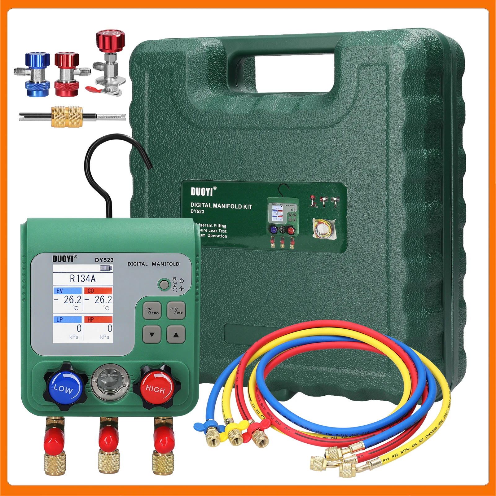 Digital Manifold Gauge Electronic Air Conditioning Refrigerant Fluoride Meter Vacuum Pressure Gauge