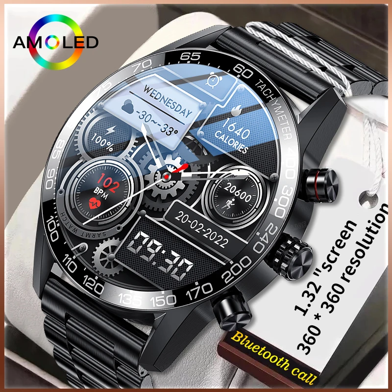 

FOXBOX AMOLED HD Screen Watch Men Smart Watch Bluetooth Calling Clock Smartband Business Man Smartwatch For Huawei Xiaomi phone