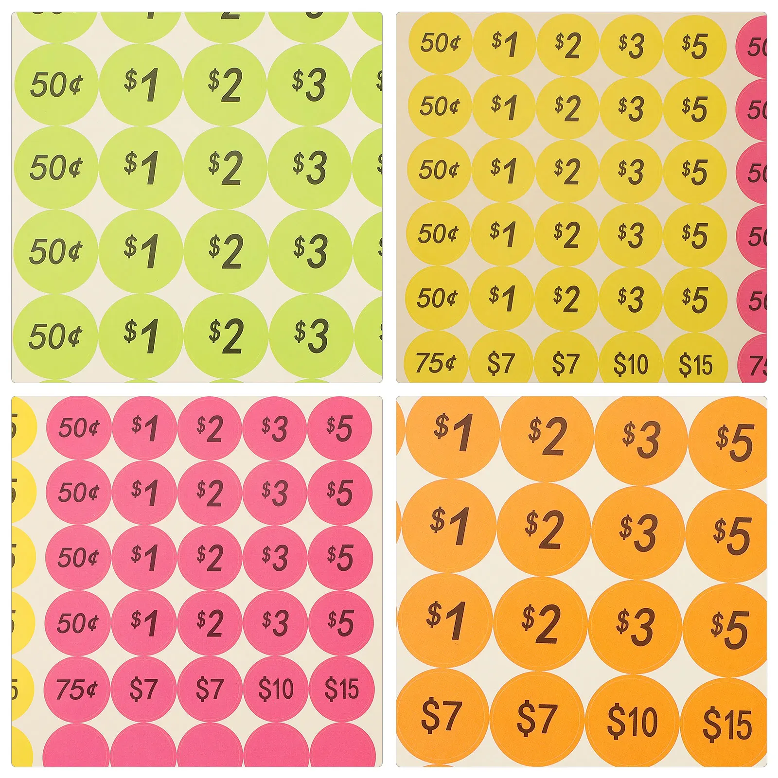 

25 Sheets Pricing Stickers for Retail Bulk Colorful Tags Price Label Paper Self-adhesive Round Commodity