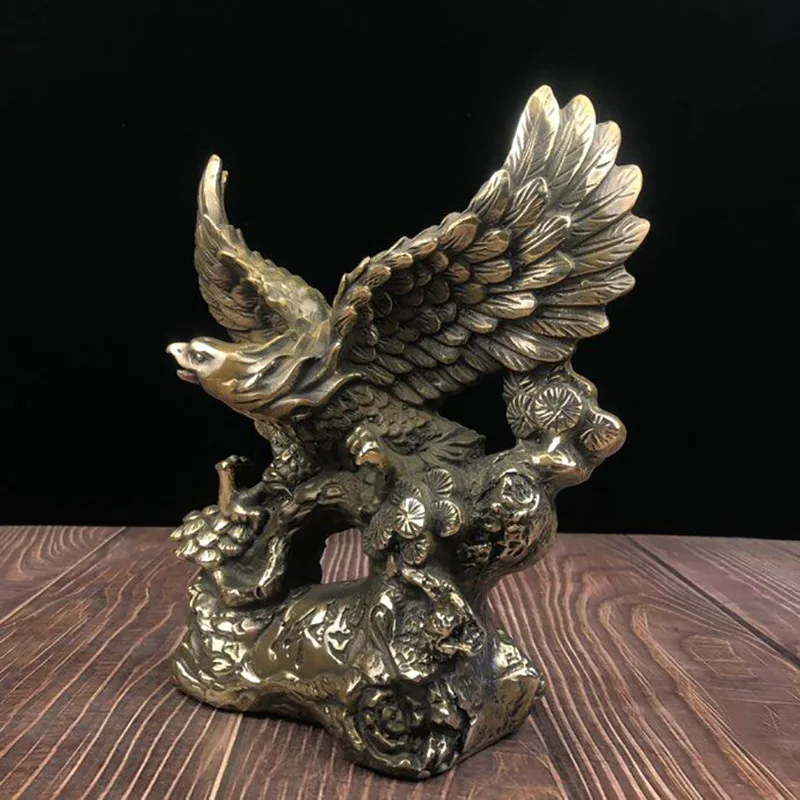 Exquisite Animal Home Living Room Decoration Brass Striving Eagle Ornament Craft